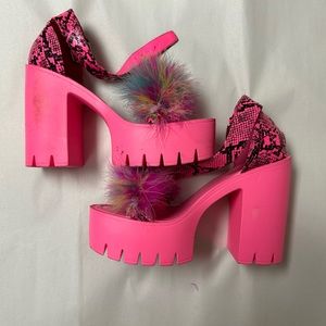 Women’s High Heels Platform Sandals Shoes Pink Lemonade Size 10